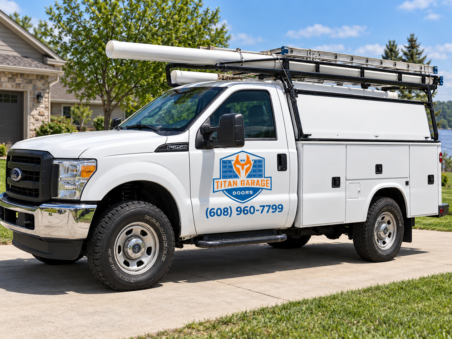 Titan Garage Doors WI service truck in Stoughton Wisconsin